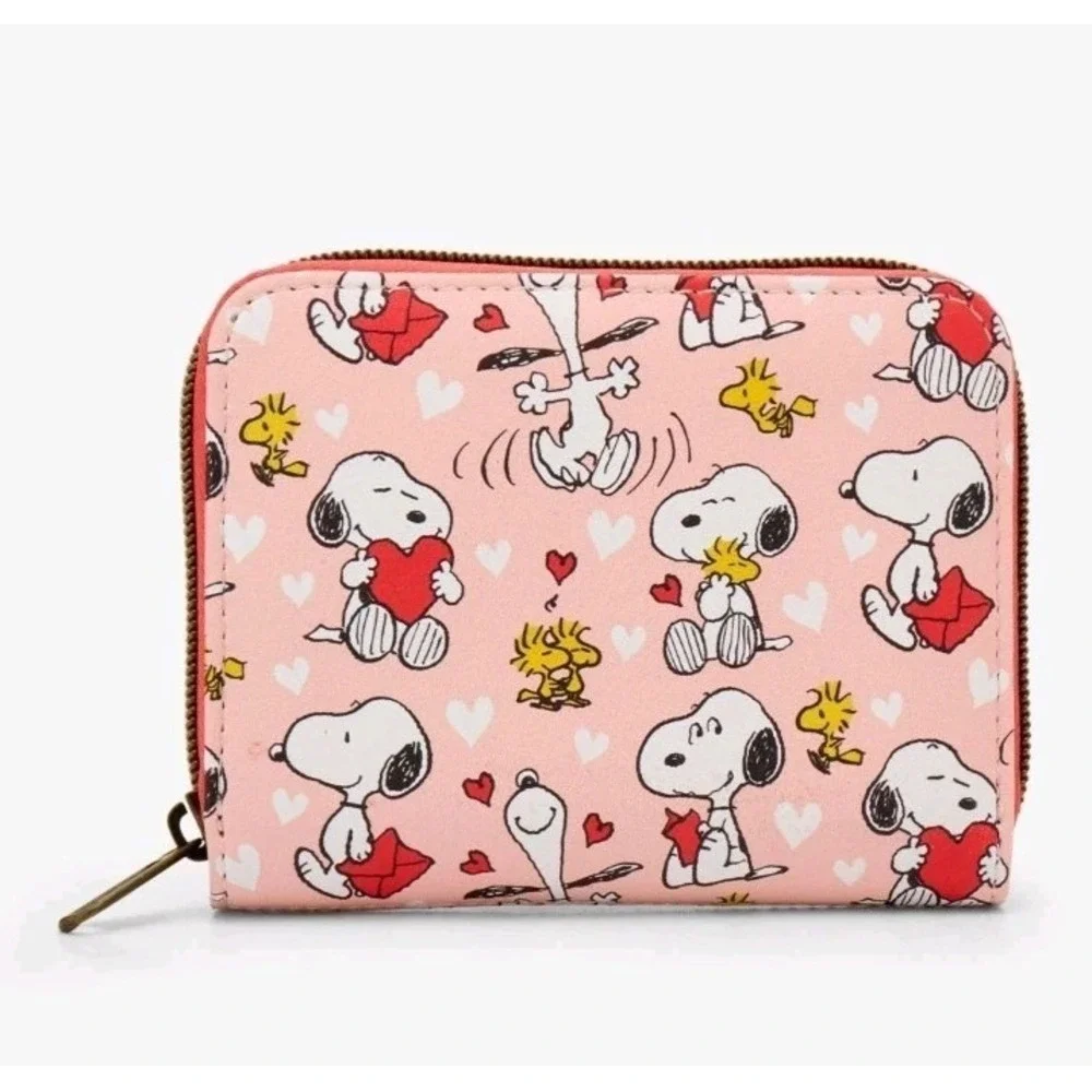 NWT Loungefly Peanuts Snoopy & Woodstock Valentine's Day Hearts‎ Zip Wallet!
